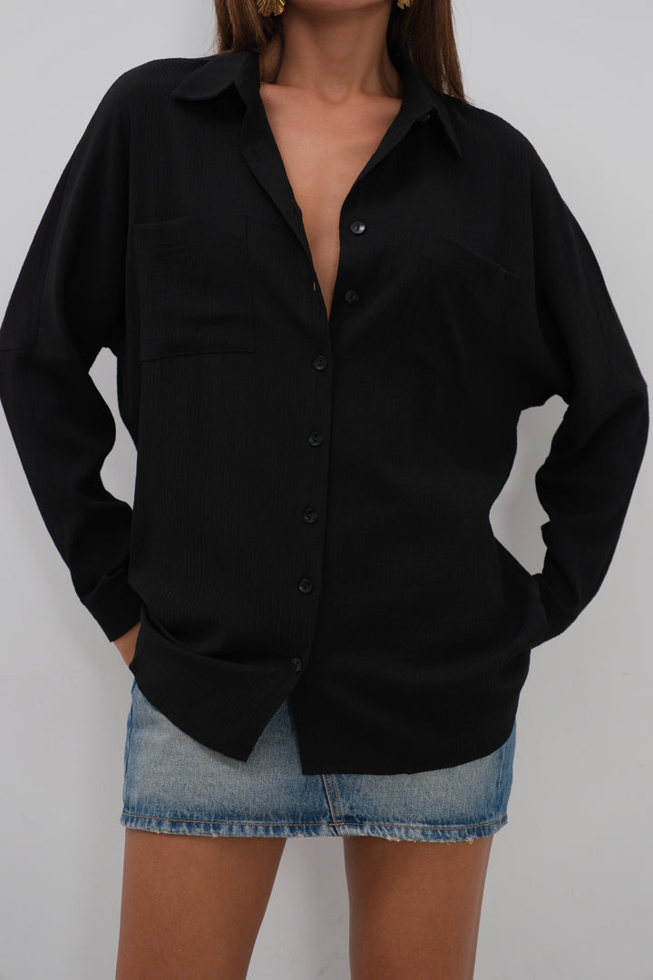 Pocket Detail Black Shirt 