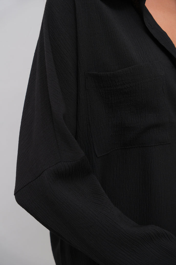 Pocket Detail Black Shirt 