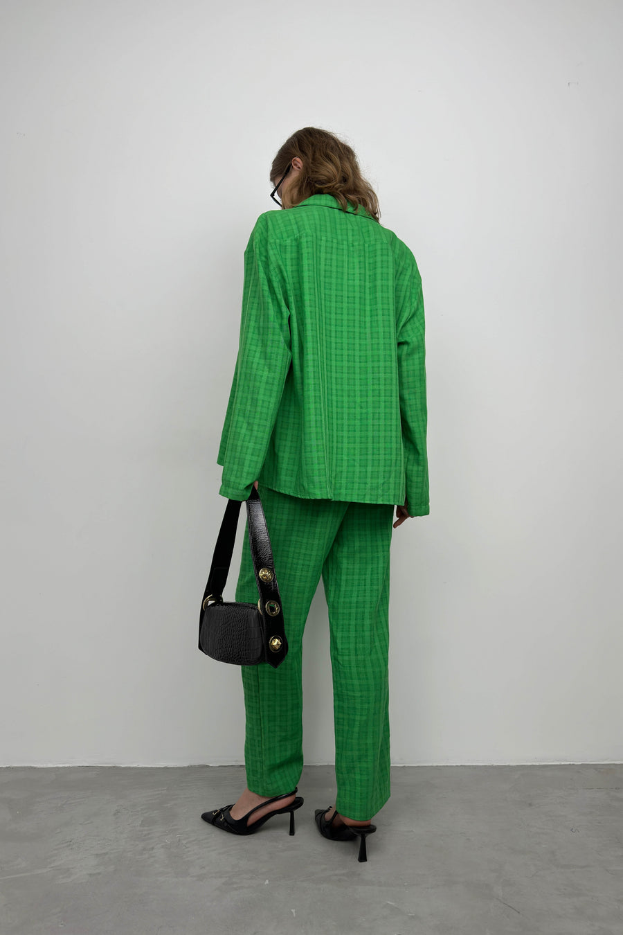 Pocket Green Shirt Trousers Two Piece Set 