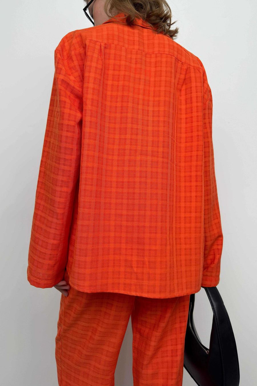 Pocket Orange Shirt Trousers Two Piece Set 