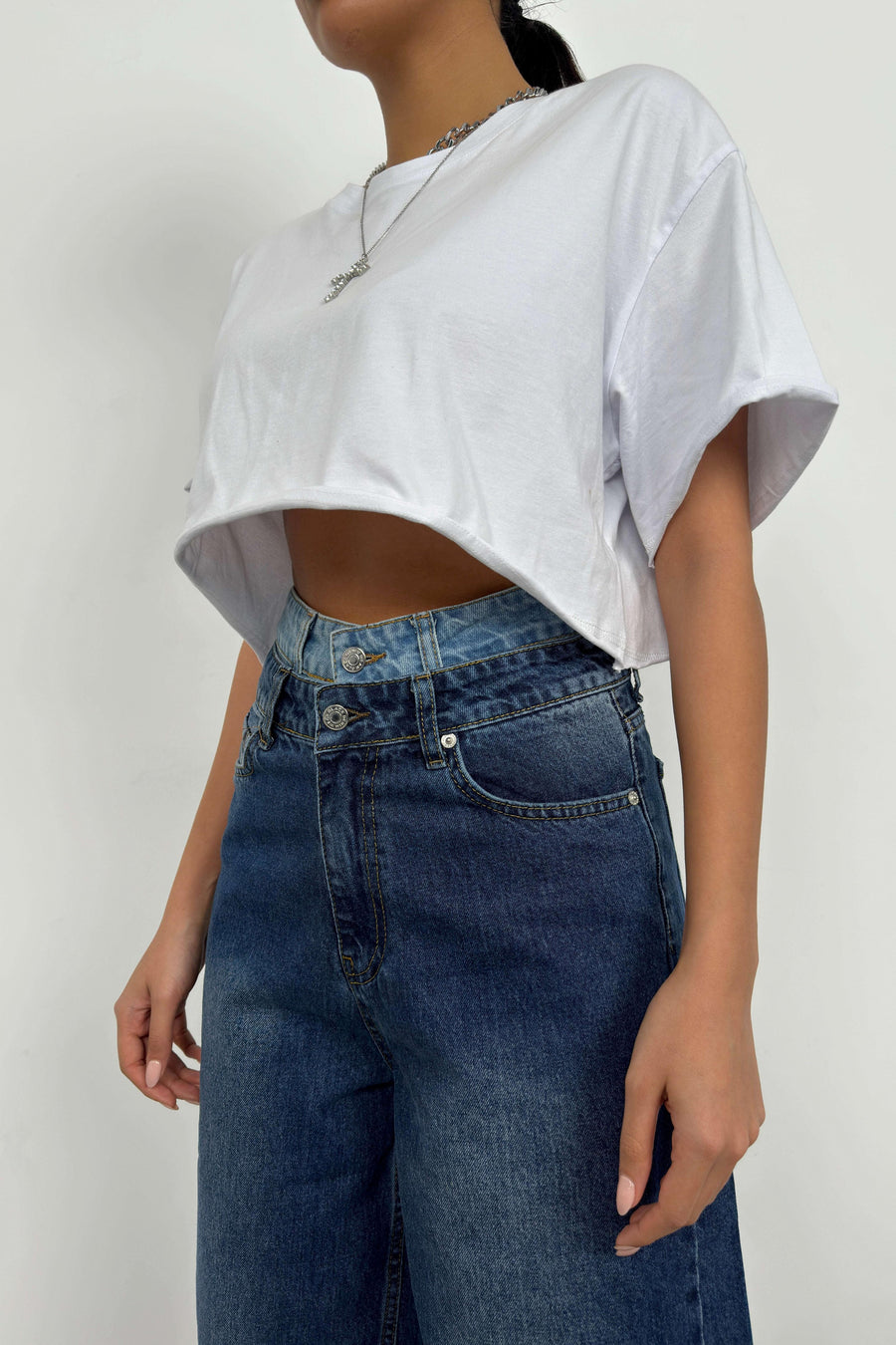 Double Belted Bermuda Blue Denim Shorts 