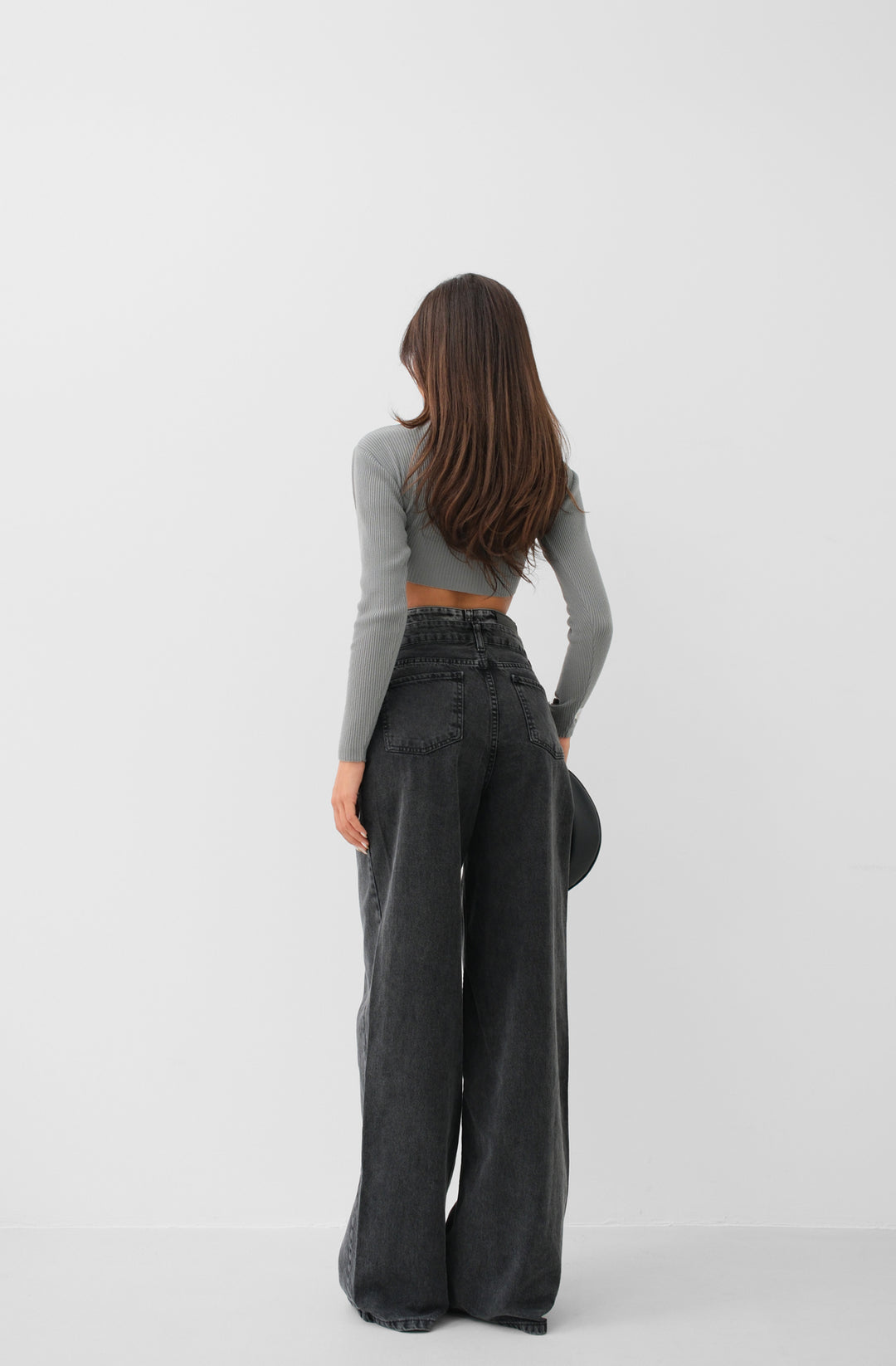Double Belted High Waist Gray Jeans