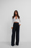 Double Pleated Wide Leg Navy Blue Trousers 