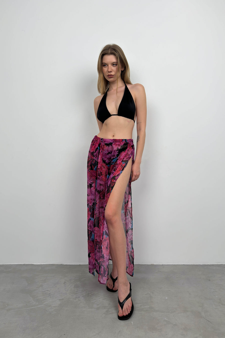 Double Slit Patterned Fuchsia Pareo 