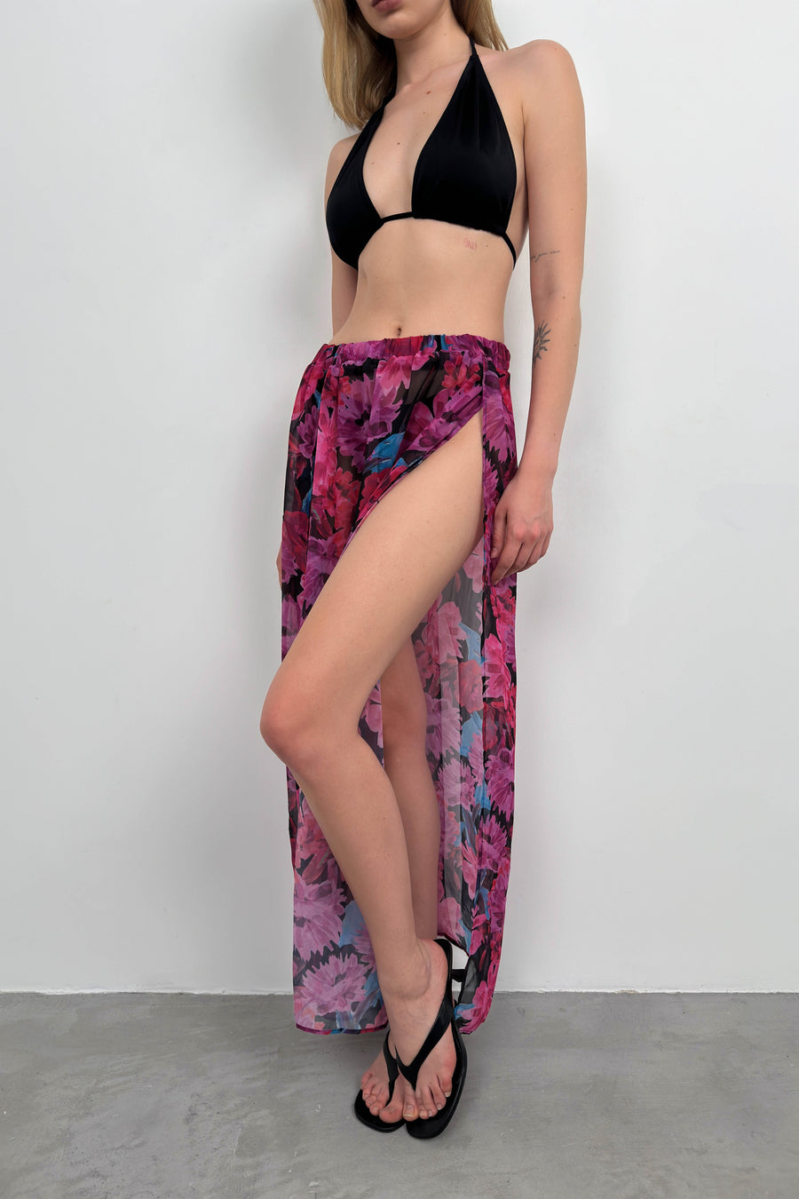 Double Slit Patterned Fuchsia Pareo 