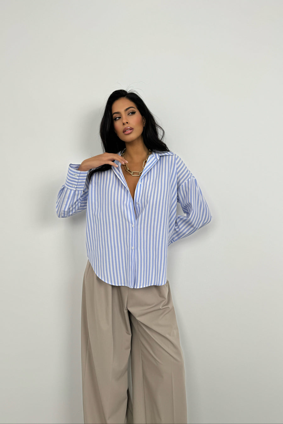 Striped Light Blue Oversize Shirt 