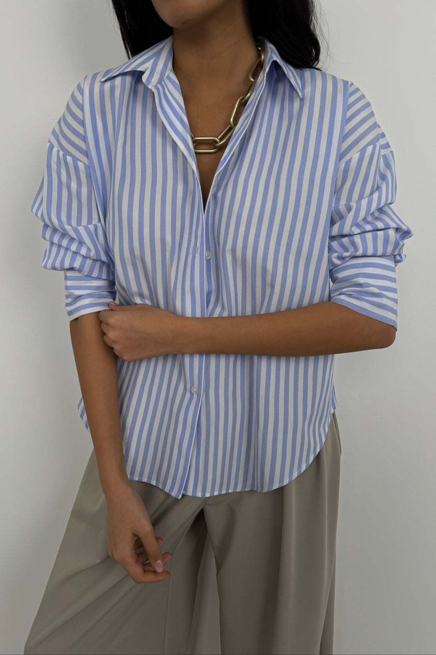 Striped Light Blue Oversize Shirt 