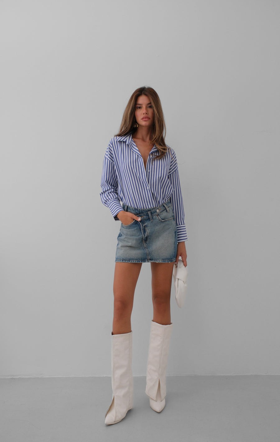 Striped Dark Blue Oversize Shirt 