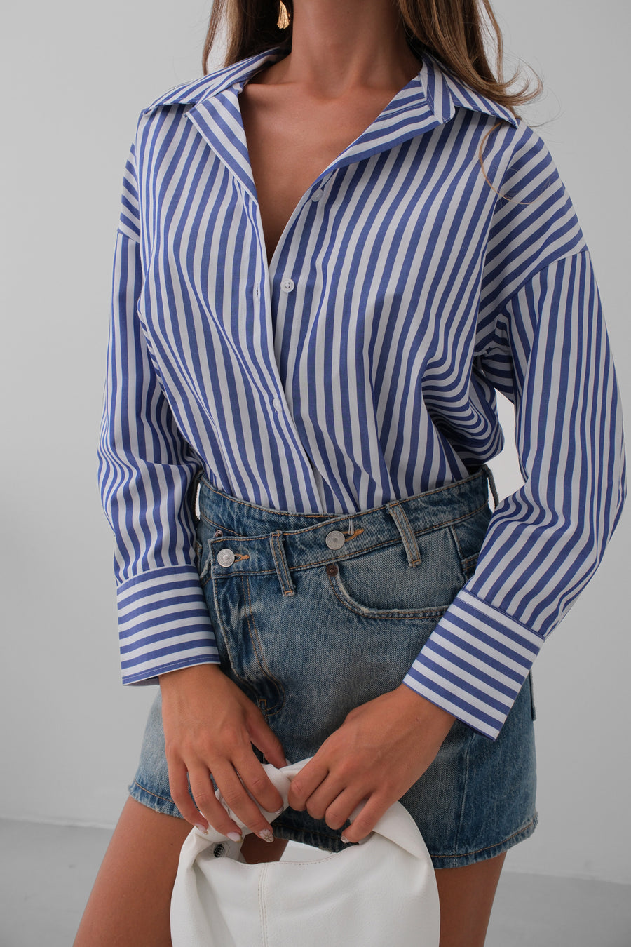 Striped Dark Blue Oversize Shirt 