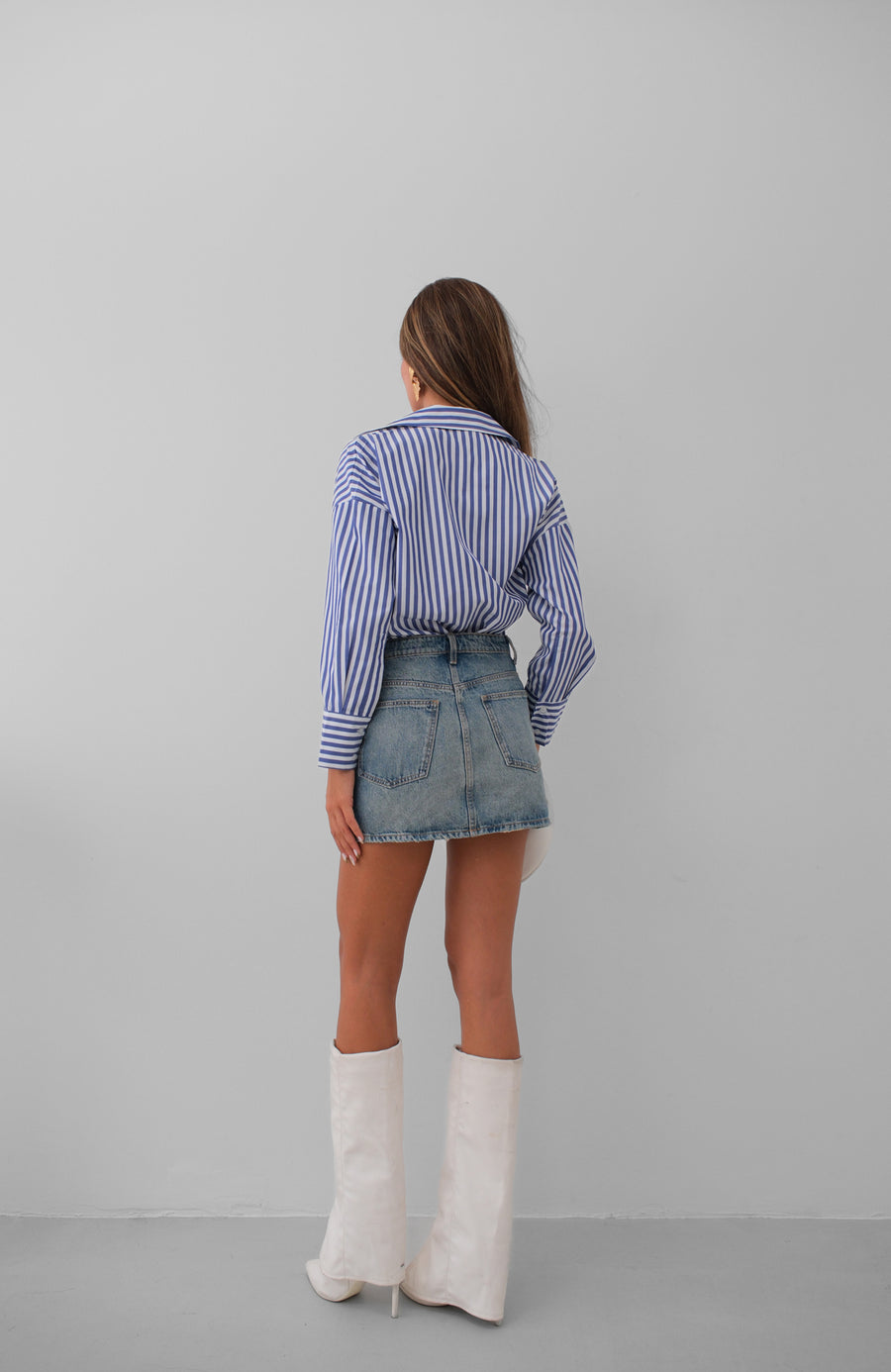 Striped Dark Blue Oversize Shirt 