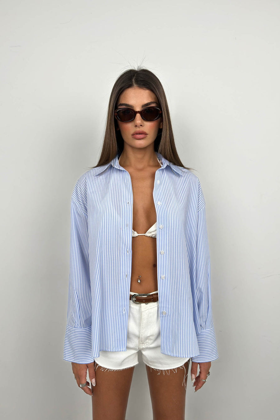 Striped Light Blue Oversize Shirt 