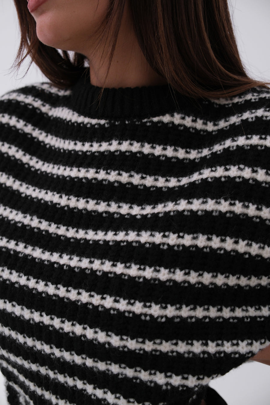 Striped Oversize Black Knitted Sweater 