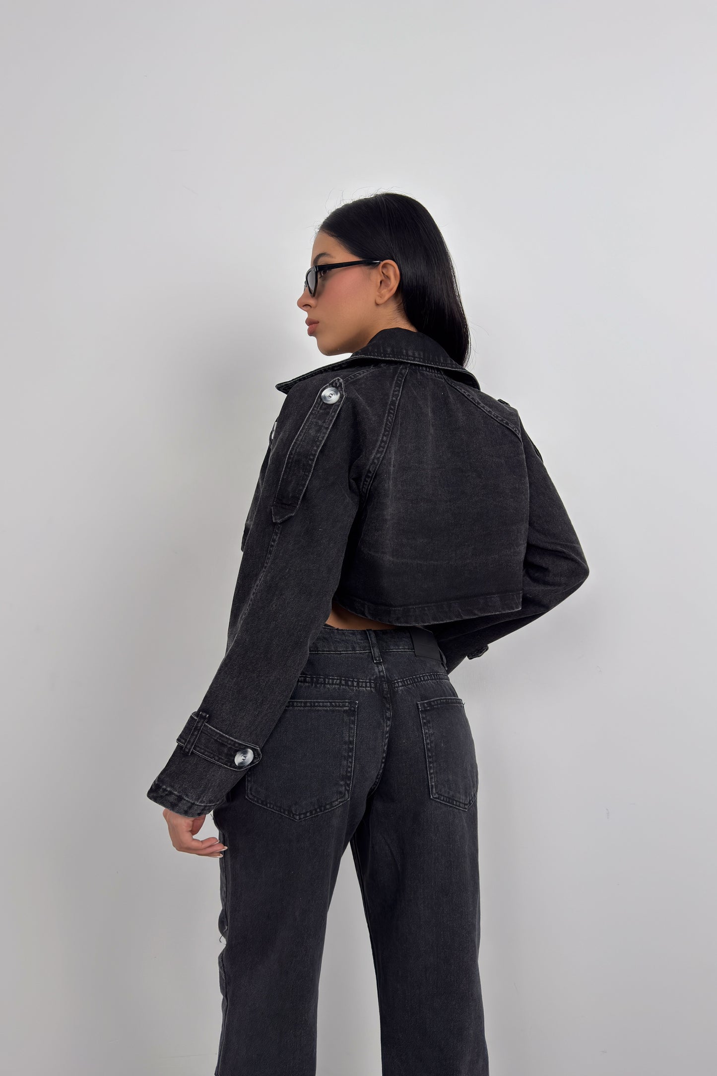 Crop Denim Trençkot