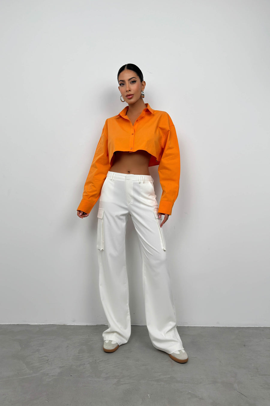 Crop Orange Oversize Shirt 