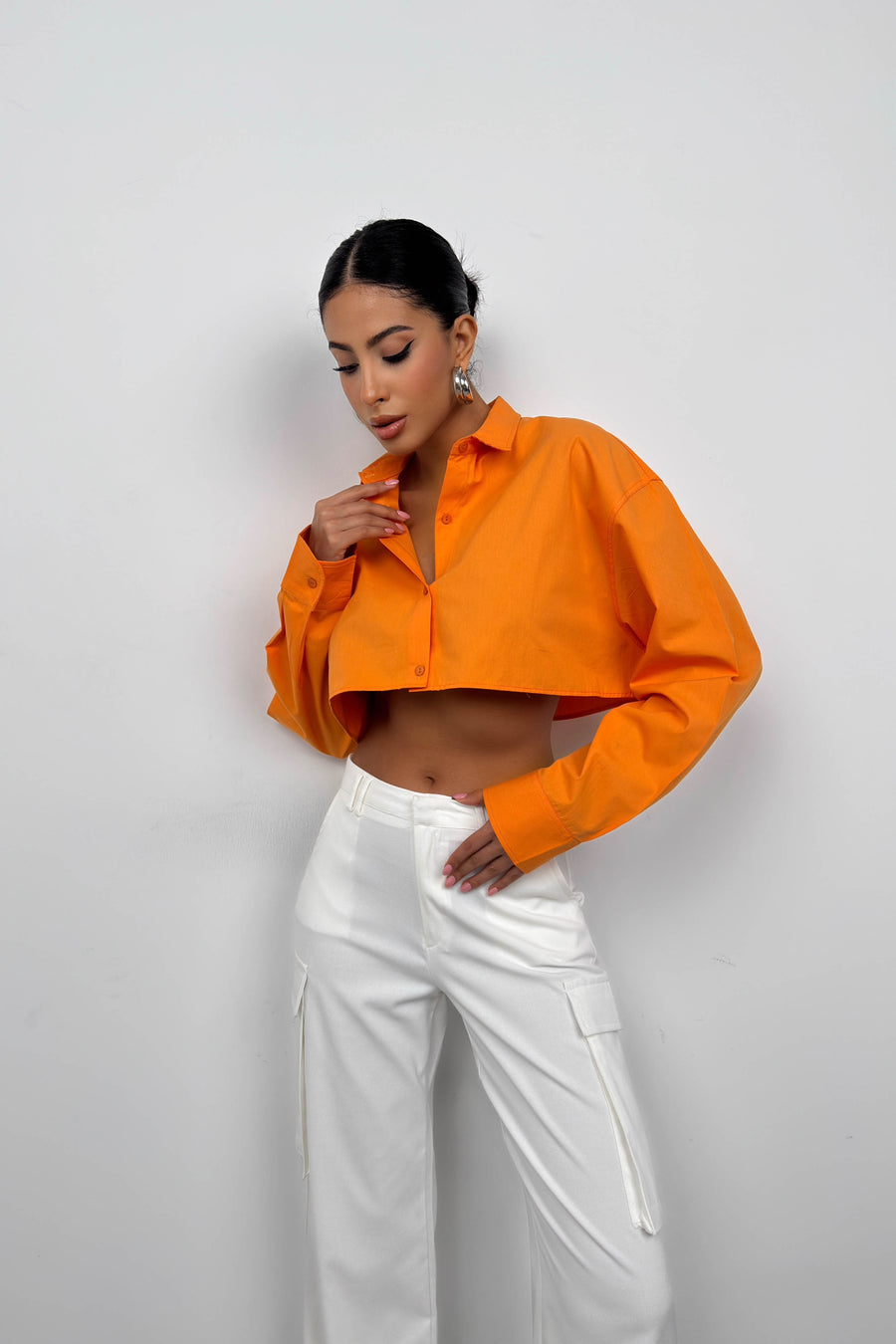 Crop Orange Oversize Shirt 