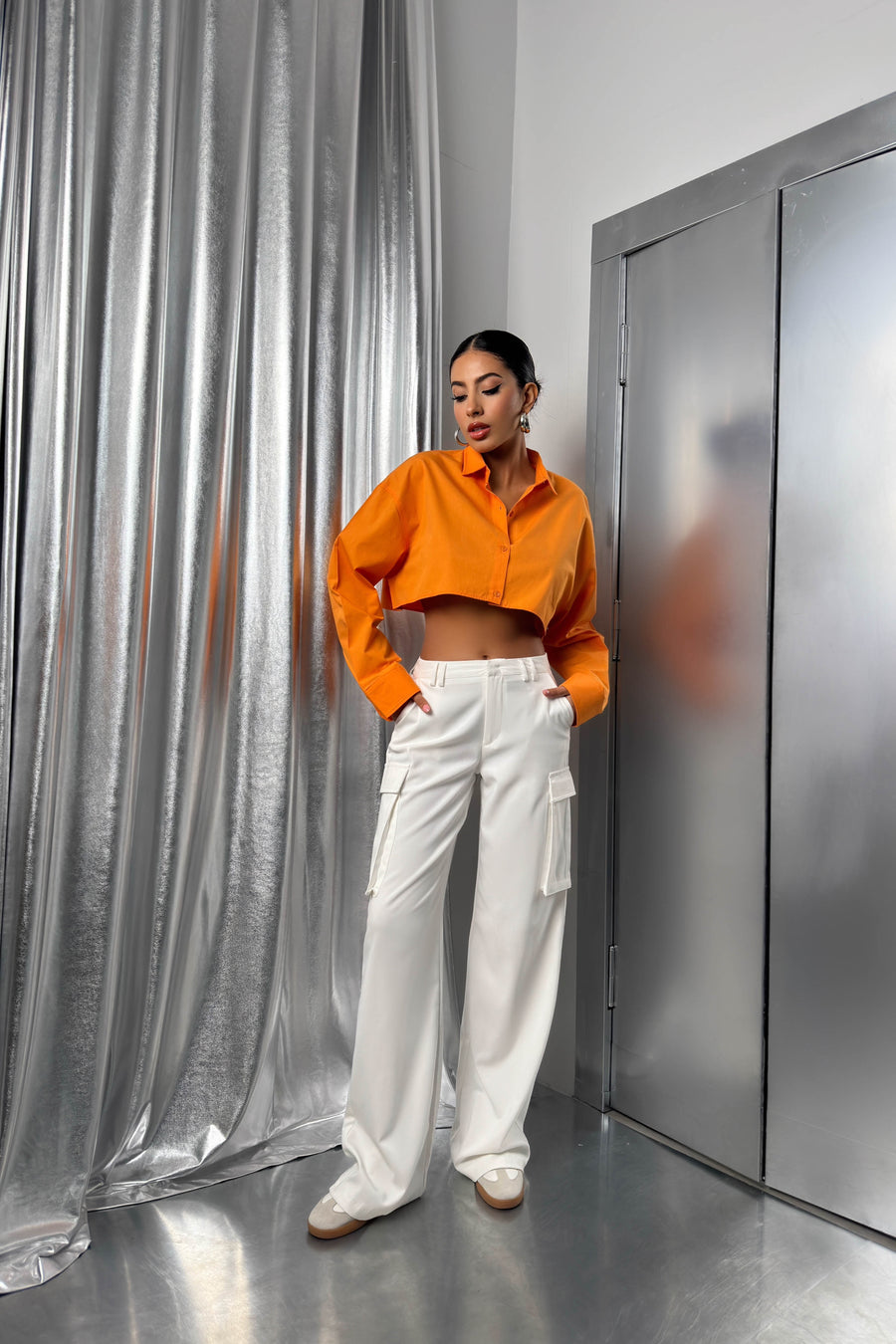 Crop Orange Oversize Shirt 