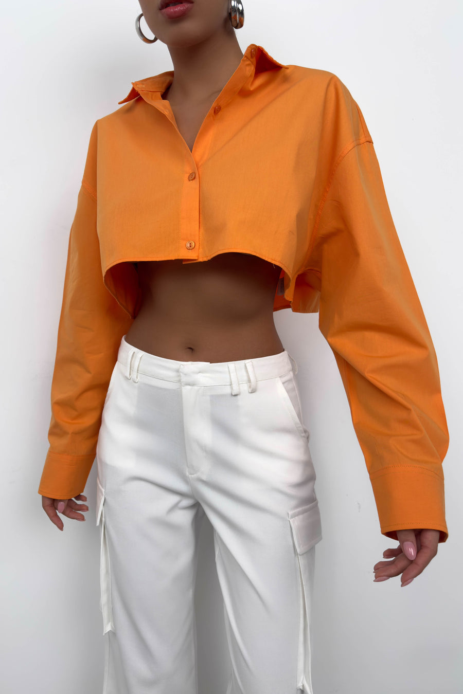 Crop Orange Oversize Shirt 