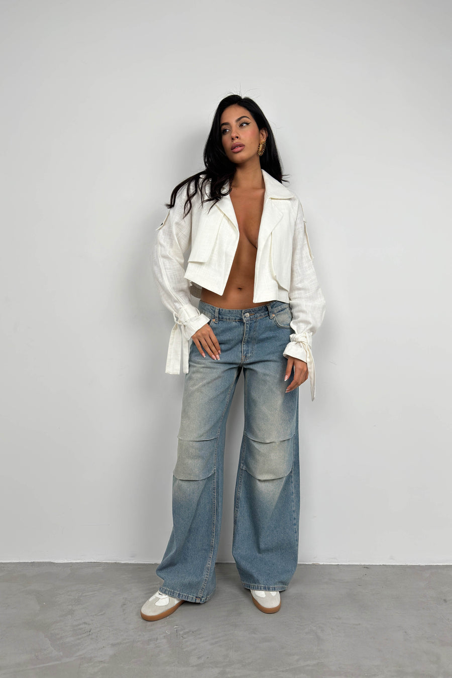 White Crop Trench Coat 