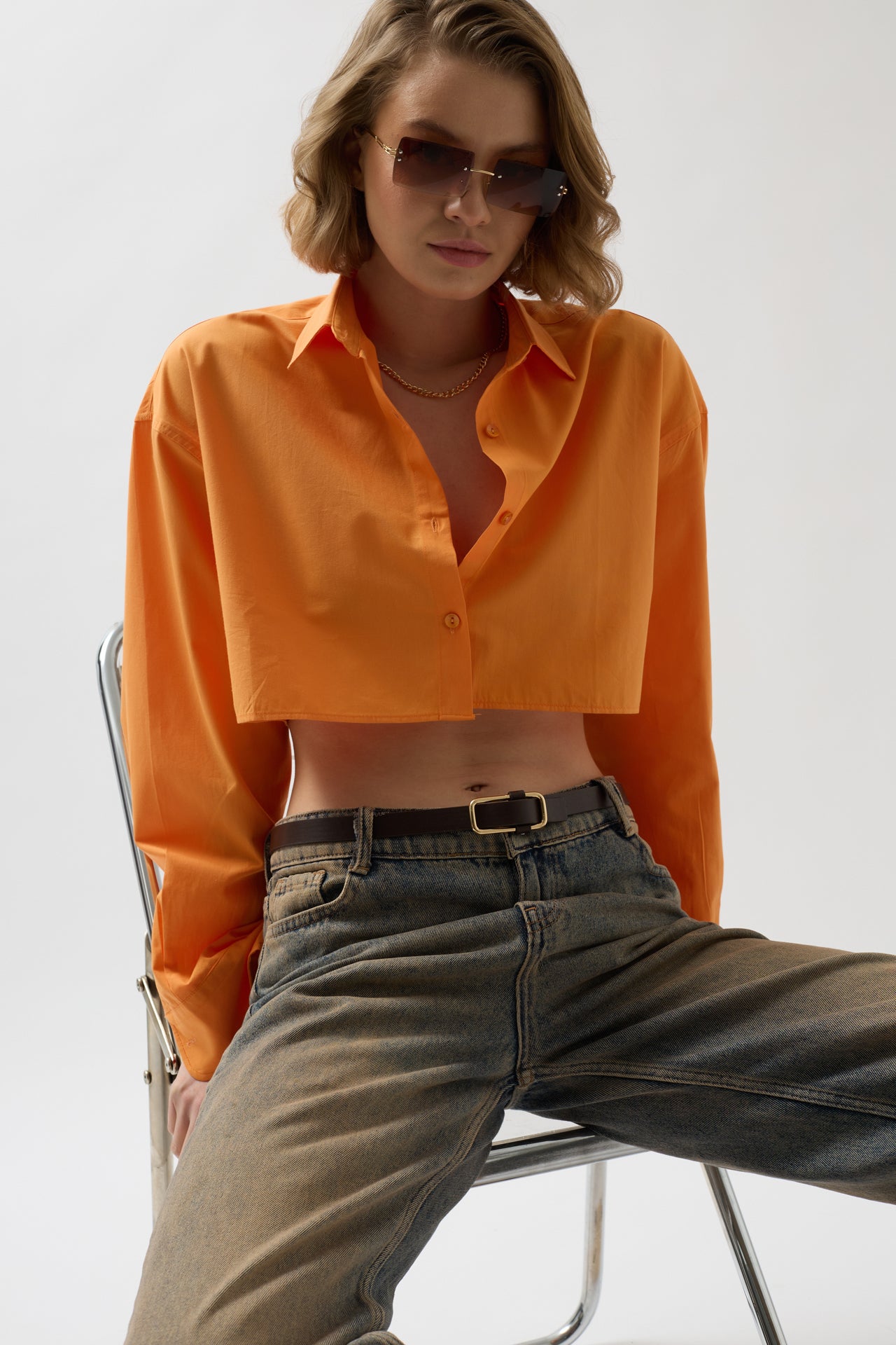 Crop Orange Oversize Shirt 