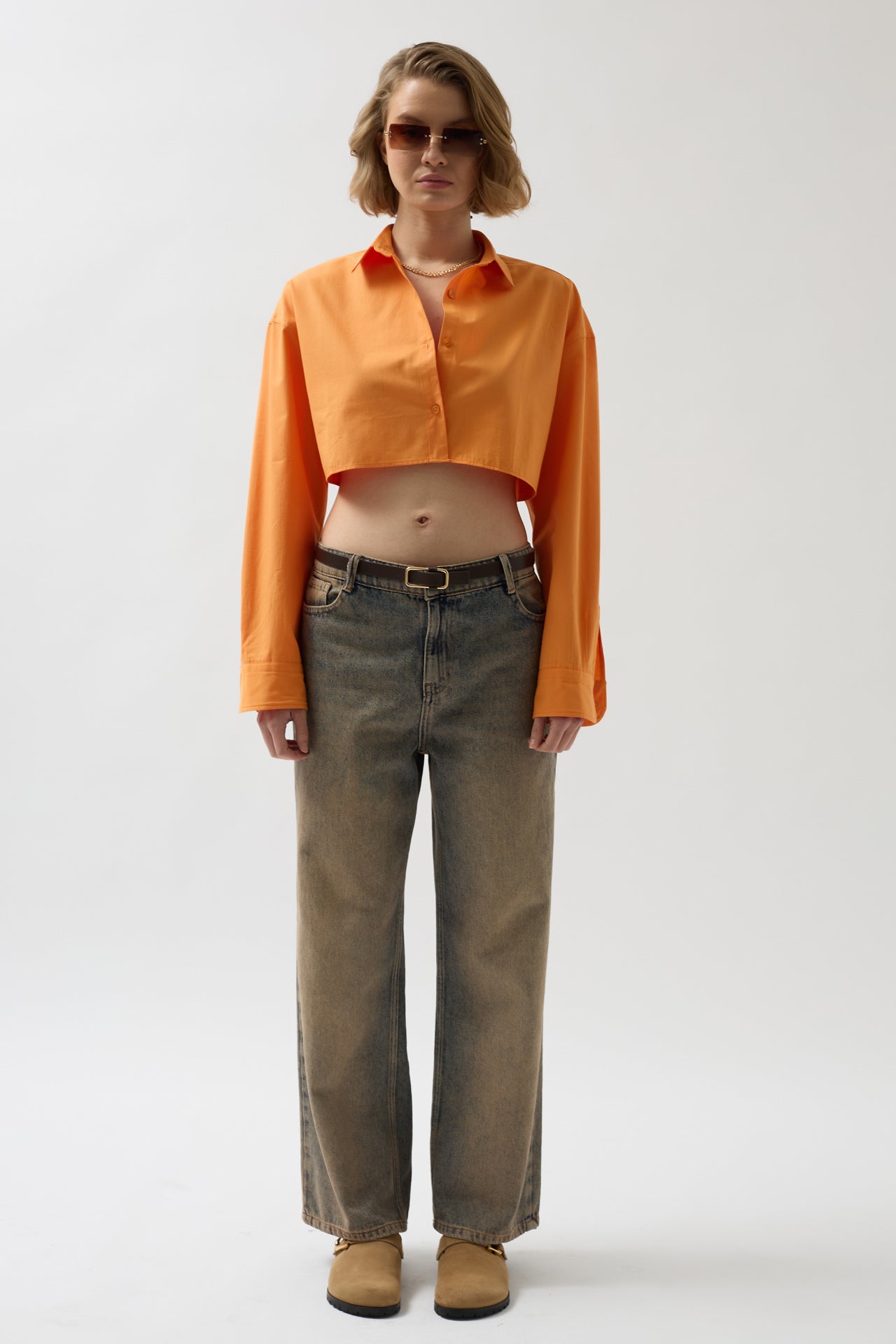 Crop Orange Oversize Shirt 