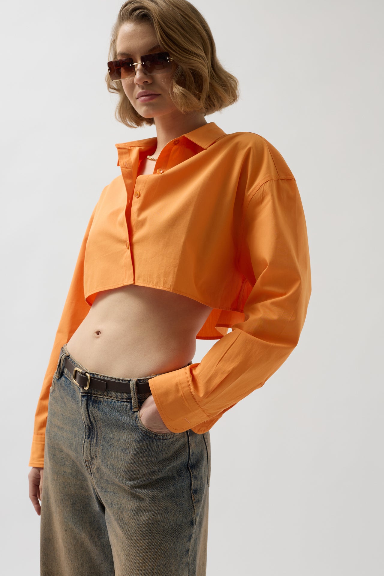 Crop Orange Oversize Shirt 