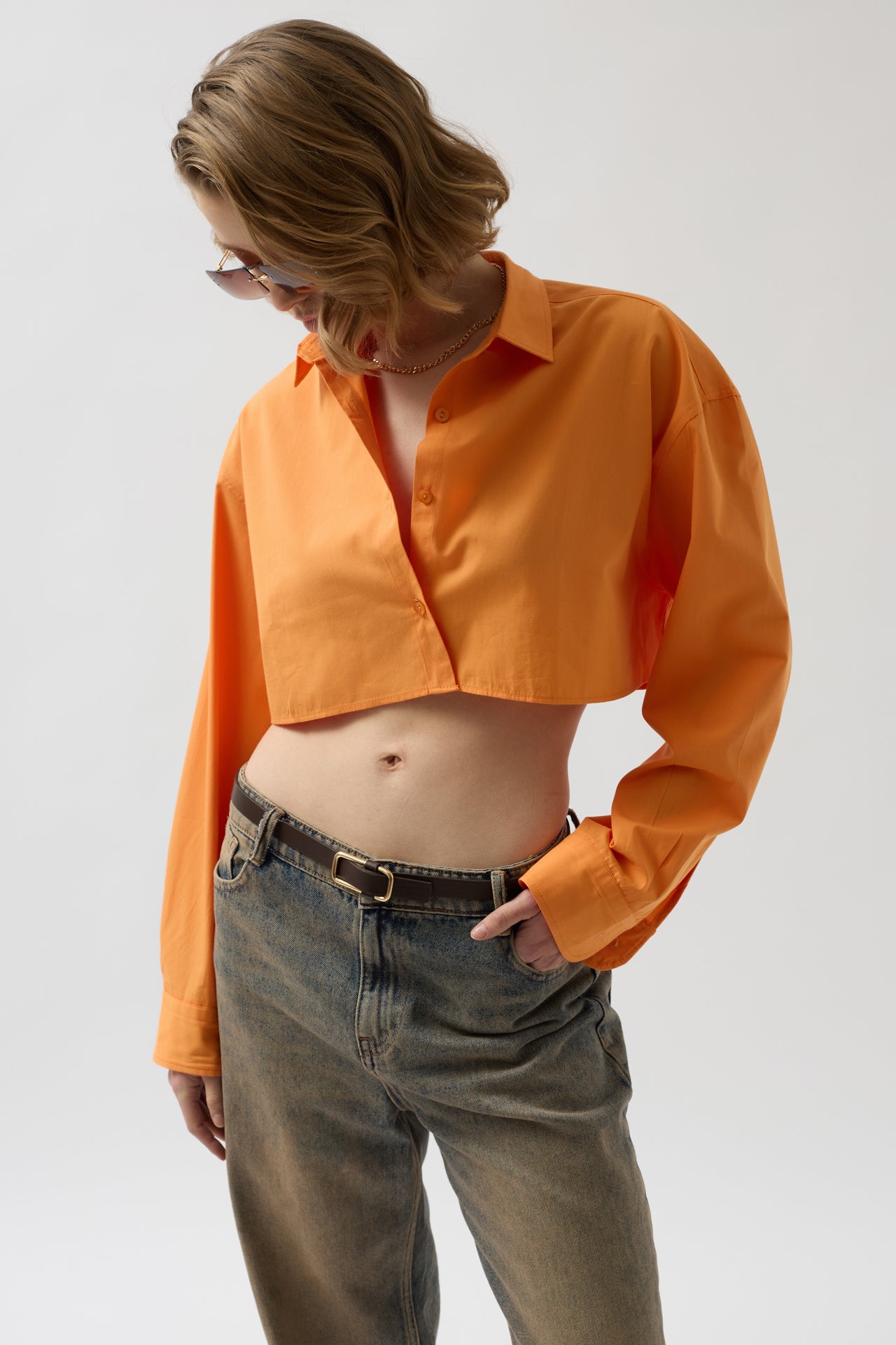 Crop Orange Oversize Shirt 