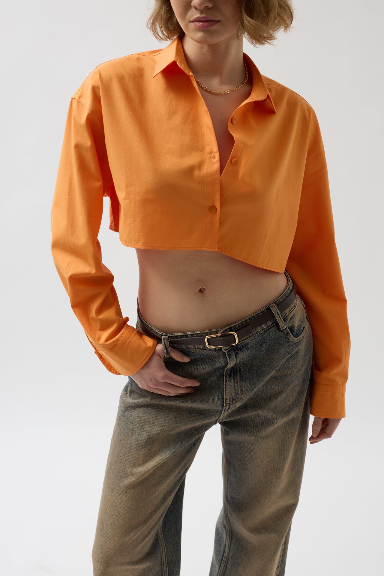 Crop Orange Oversize Shirt 