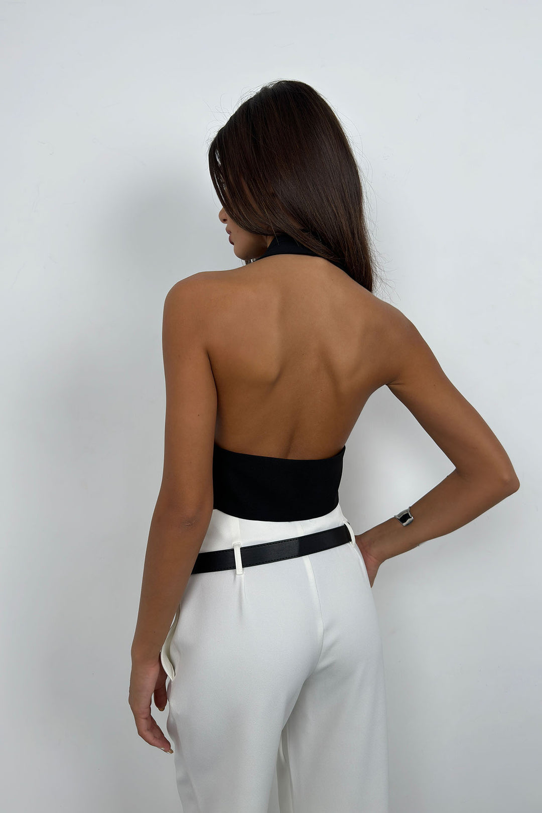 Lace Detail Shawl Collar Black Vest 