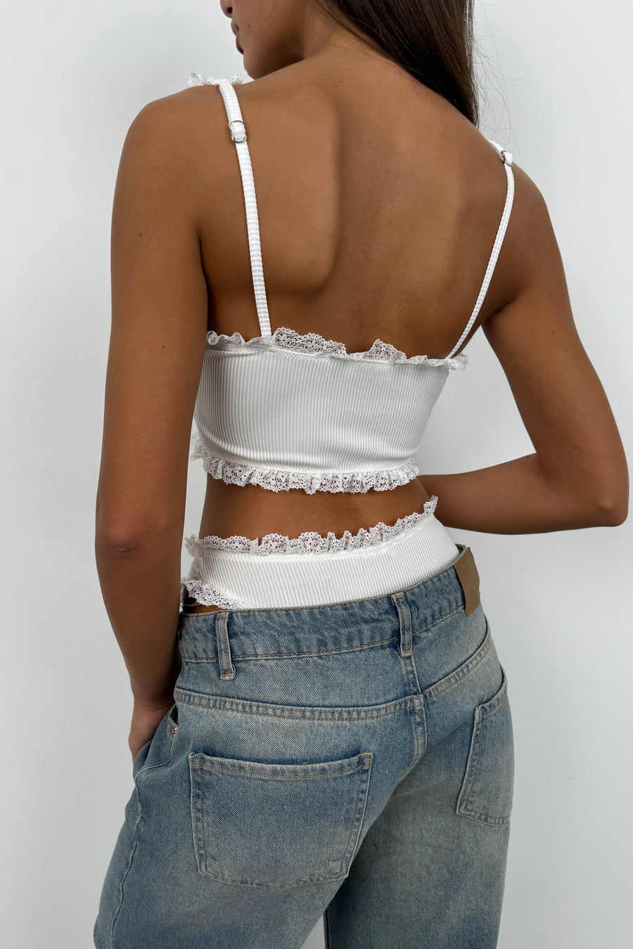 White Bustier with Lace Detail 