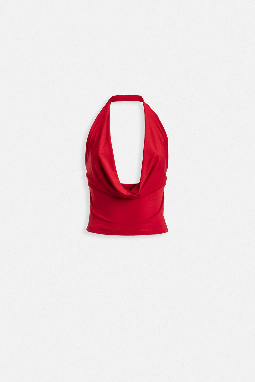 Degaje Yaka Crop Kırmızı Bluz