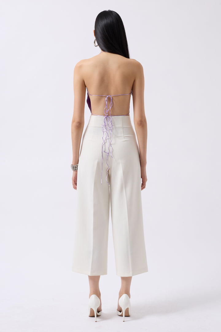 Degaje Yaka Sırt Detay Lila Bluz