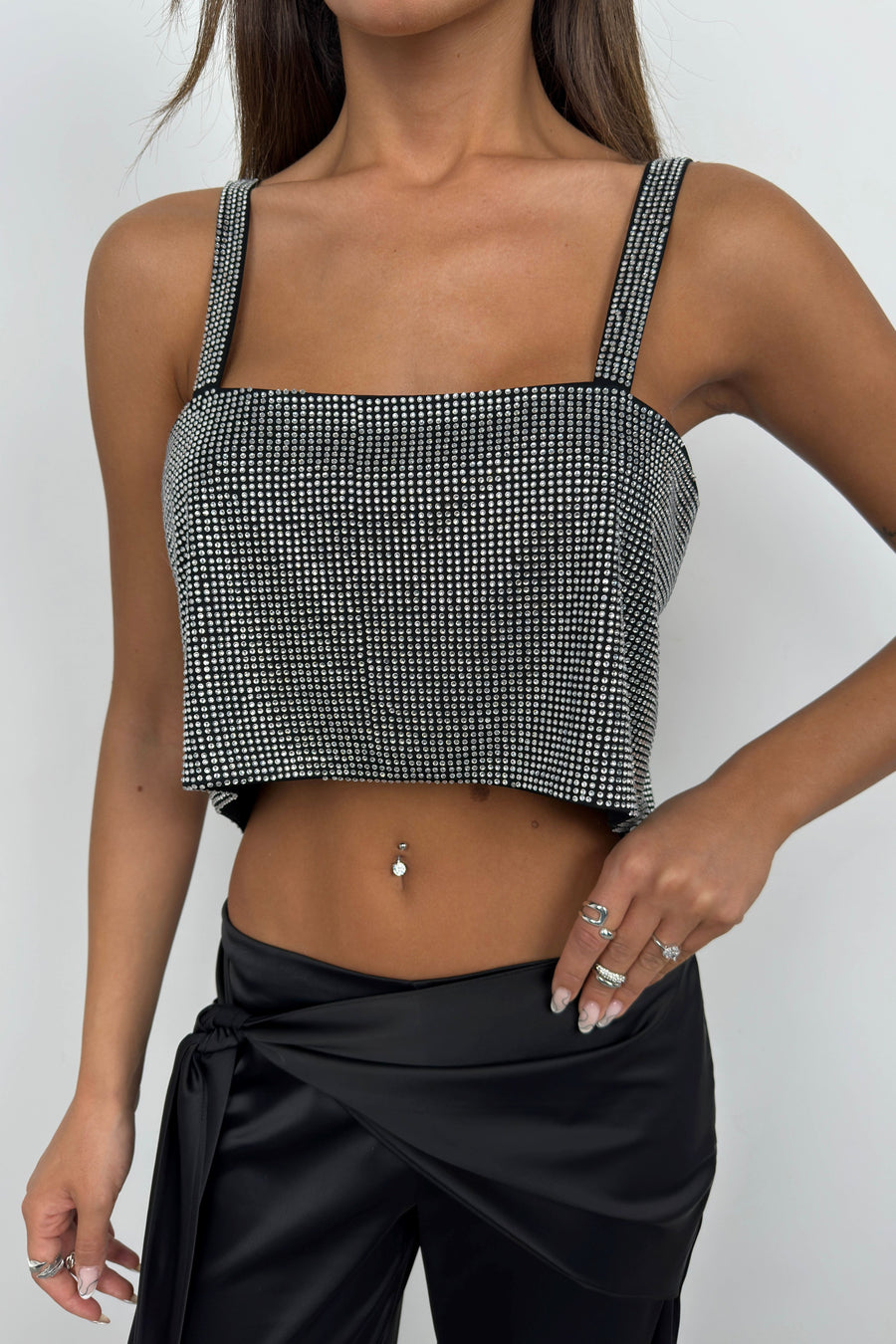 Degaje Collar Stoned Silver Crop 