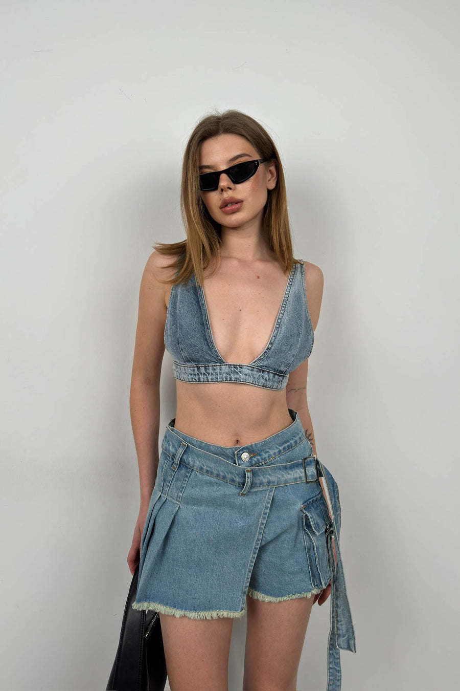 Denim Blue Crop Bra 