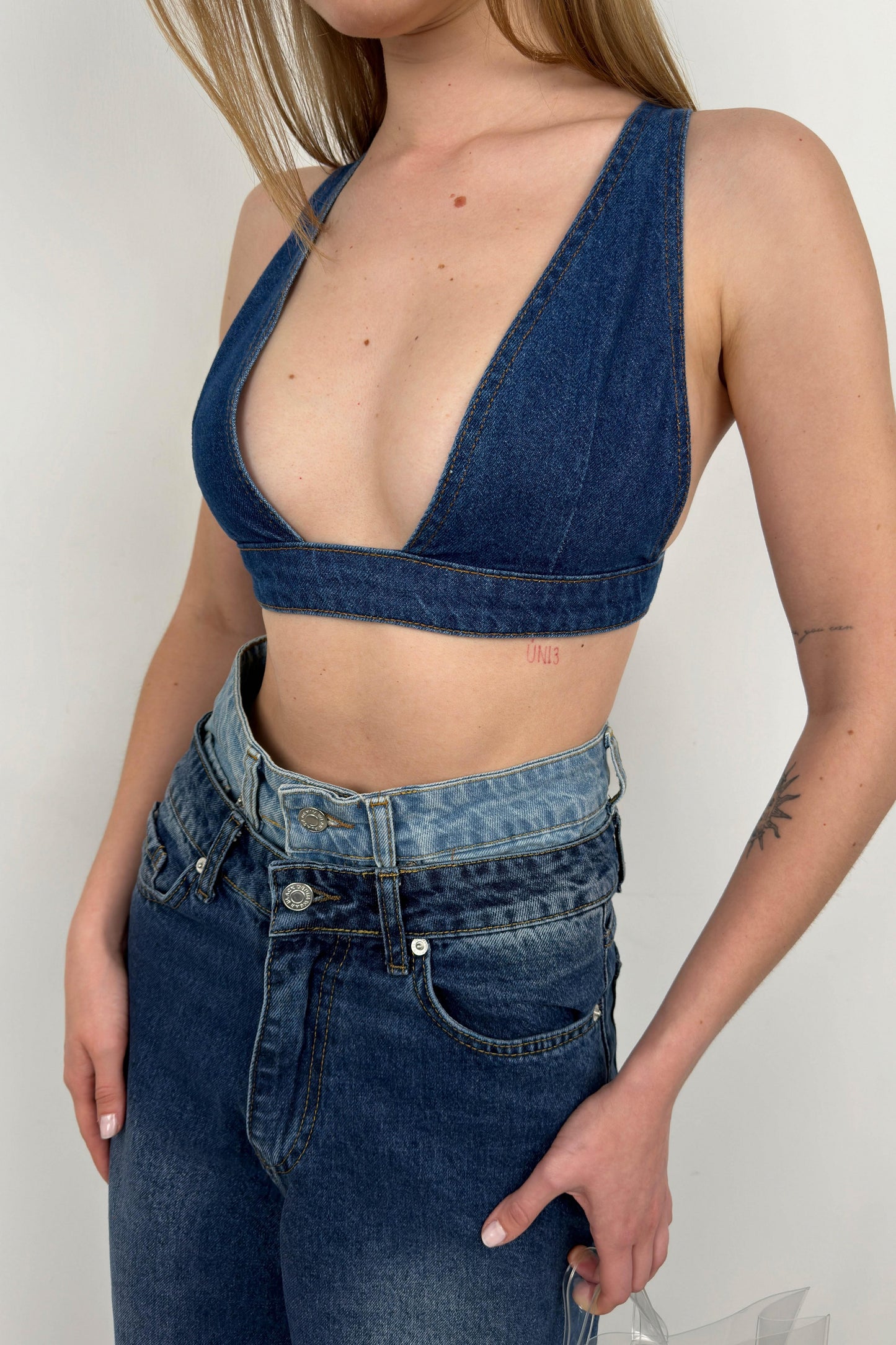 Kot Koyu Mavi Crop Bra