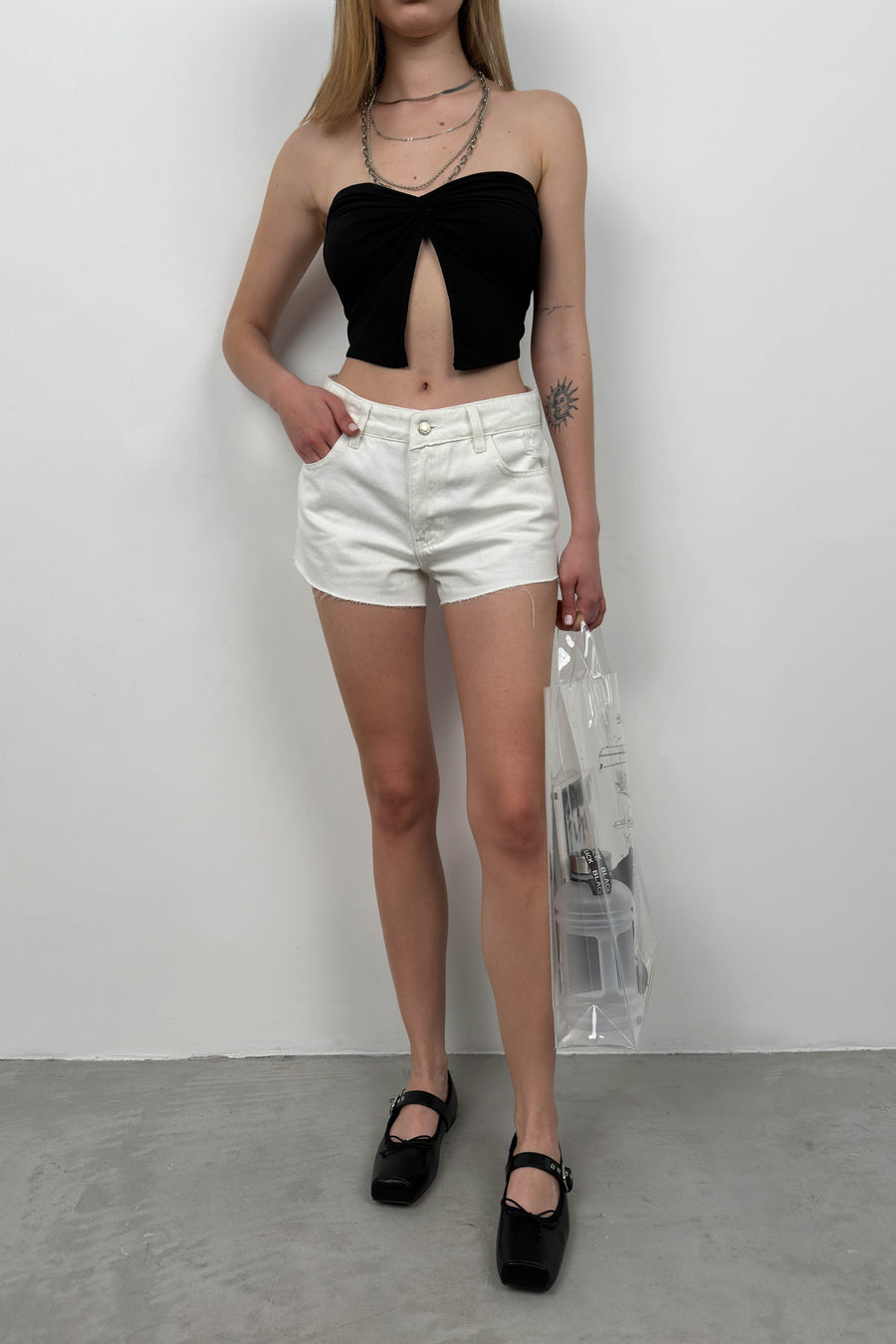 White Denim Shorts 