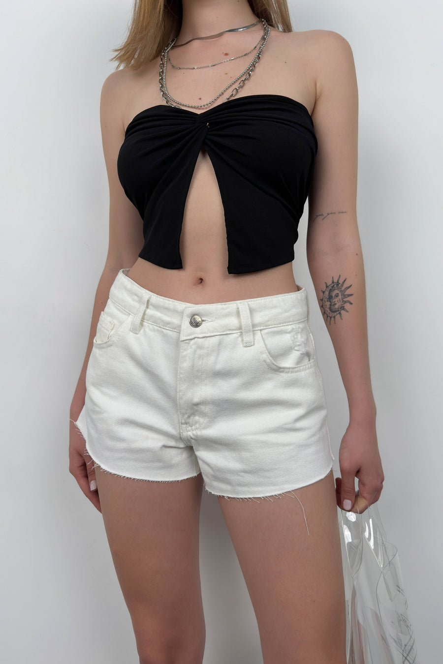 White Denim Shorts 