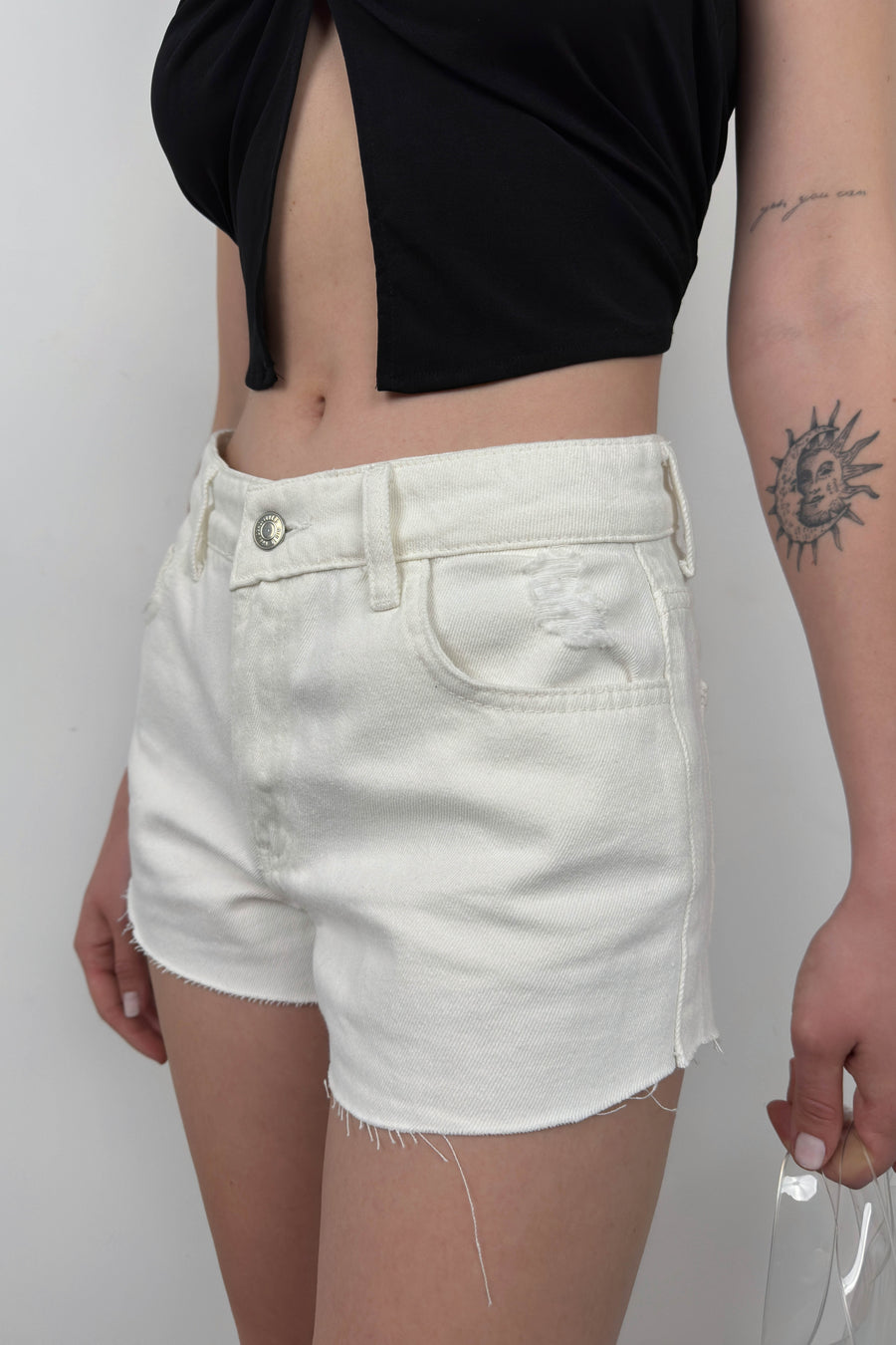 White Denim Shorts 