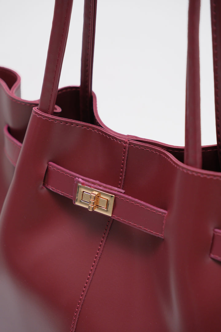 Leather Lock Handle Leopard Bag