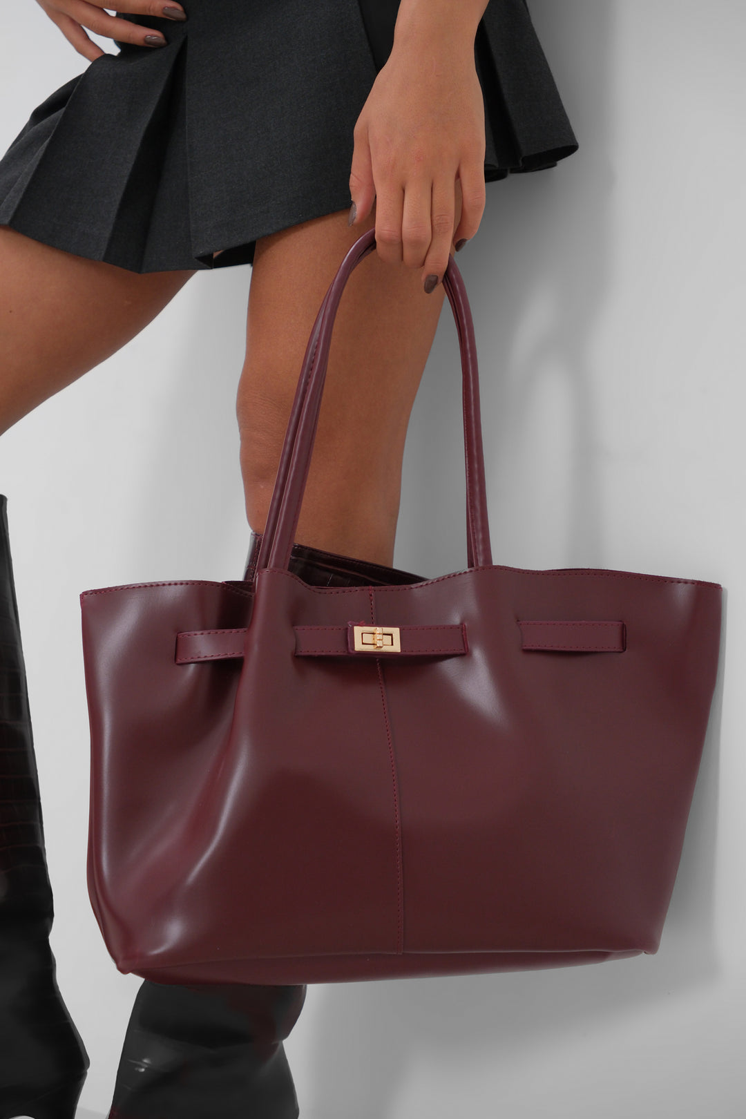 Leather Lock Handle Leopard Bag