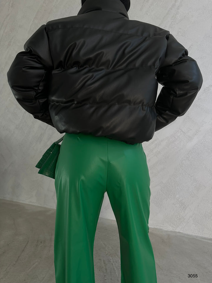 Leather Black Puffer Jacket