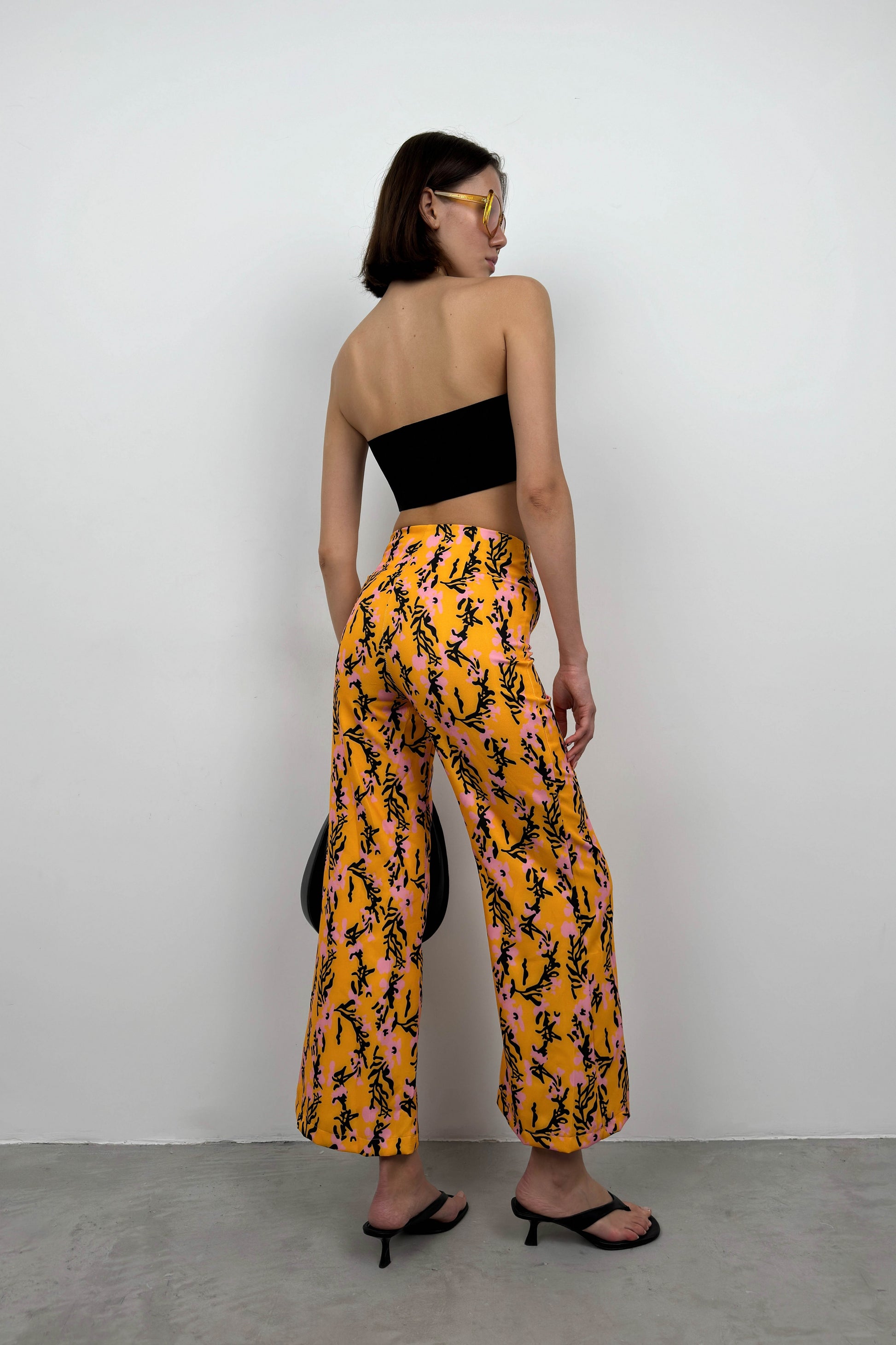 Patterned Pipe Leg Mango Trousers 