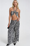 Zebra Desenli Crop Bluz Pantolon İkili Takım