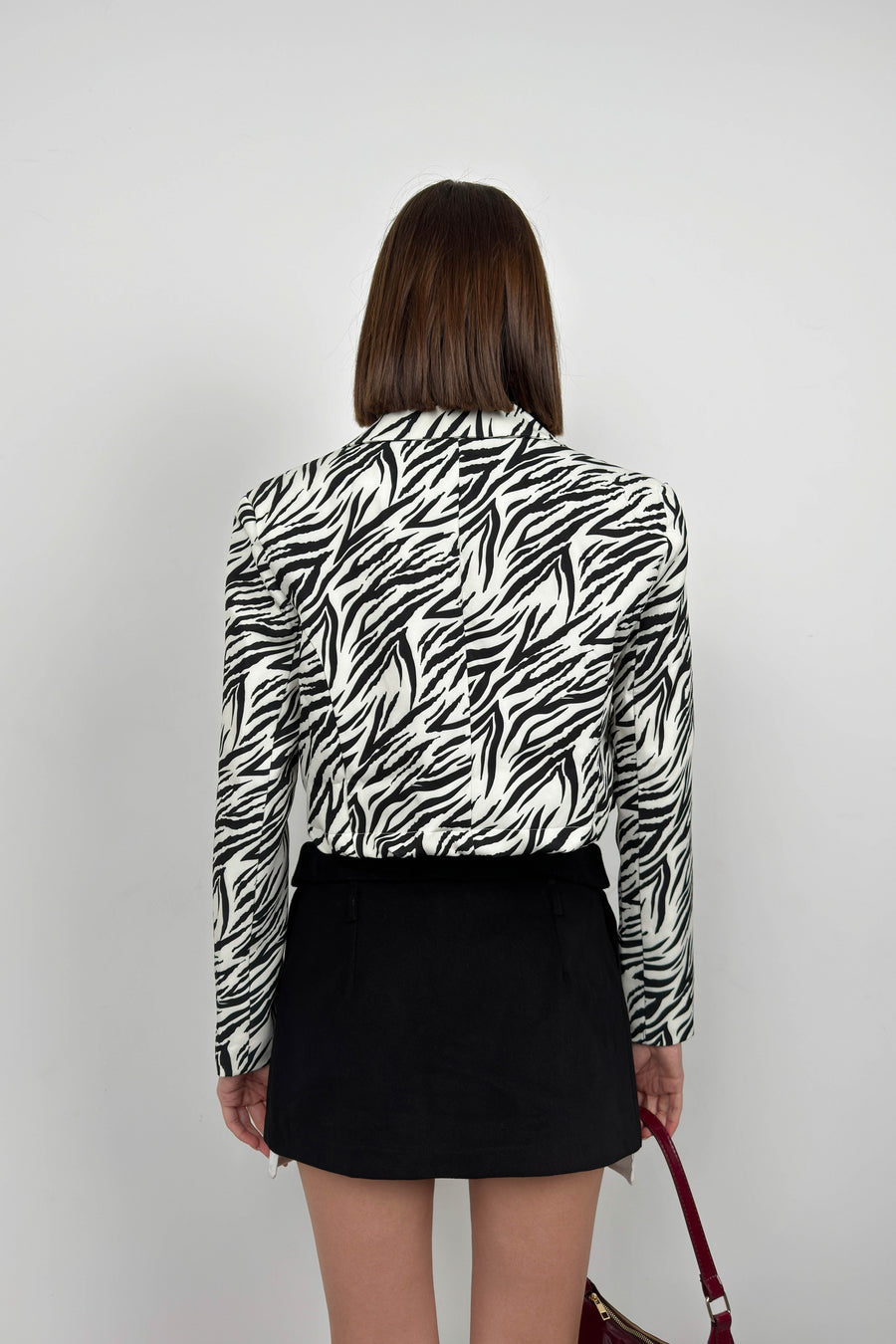 Patterned Black Crop Jacket 