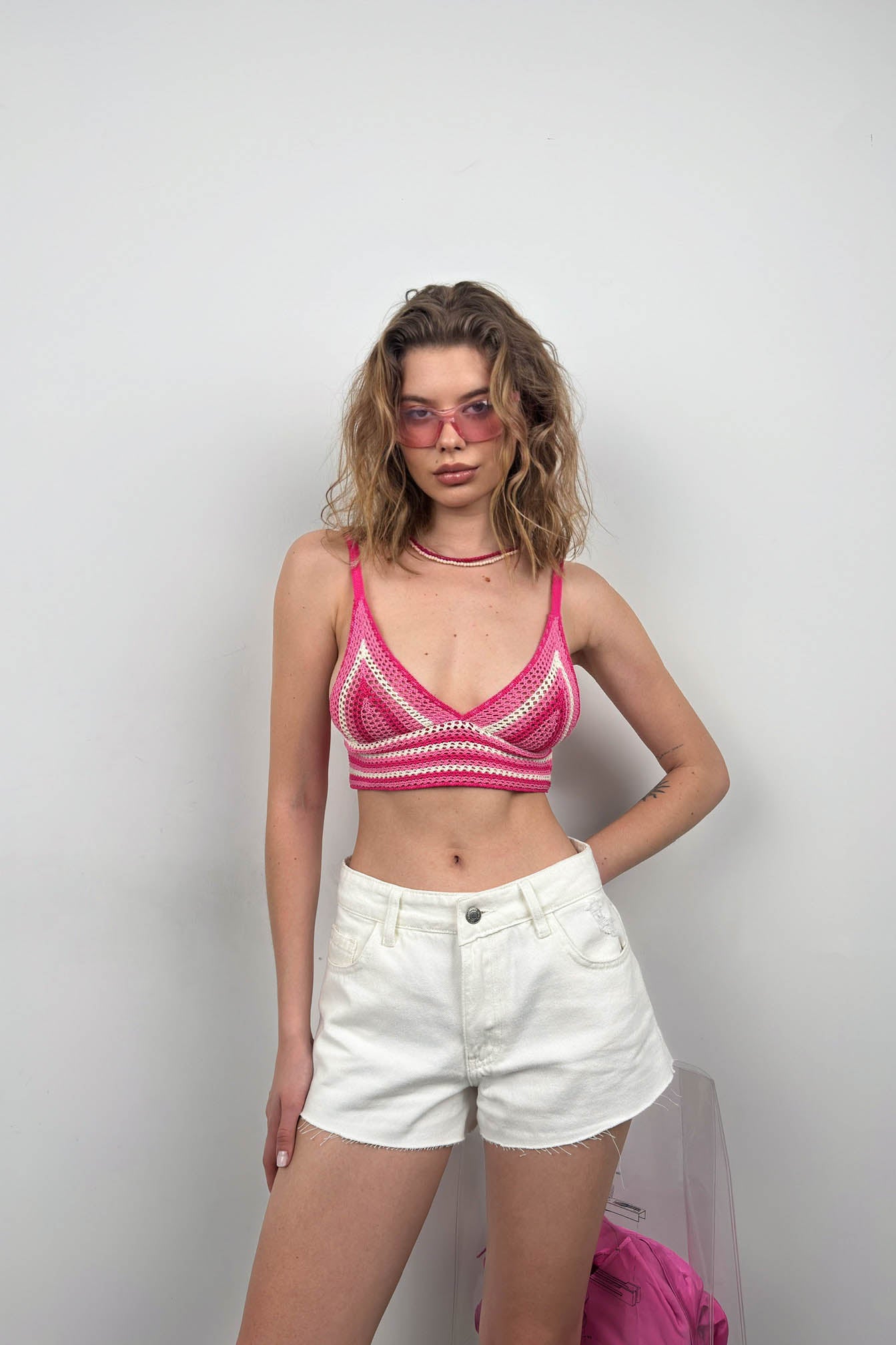 Patterned Knit Pink Crop 