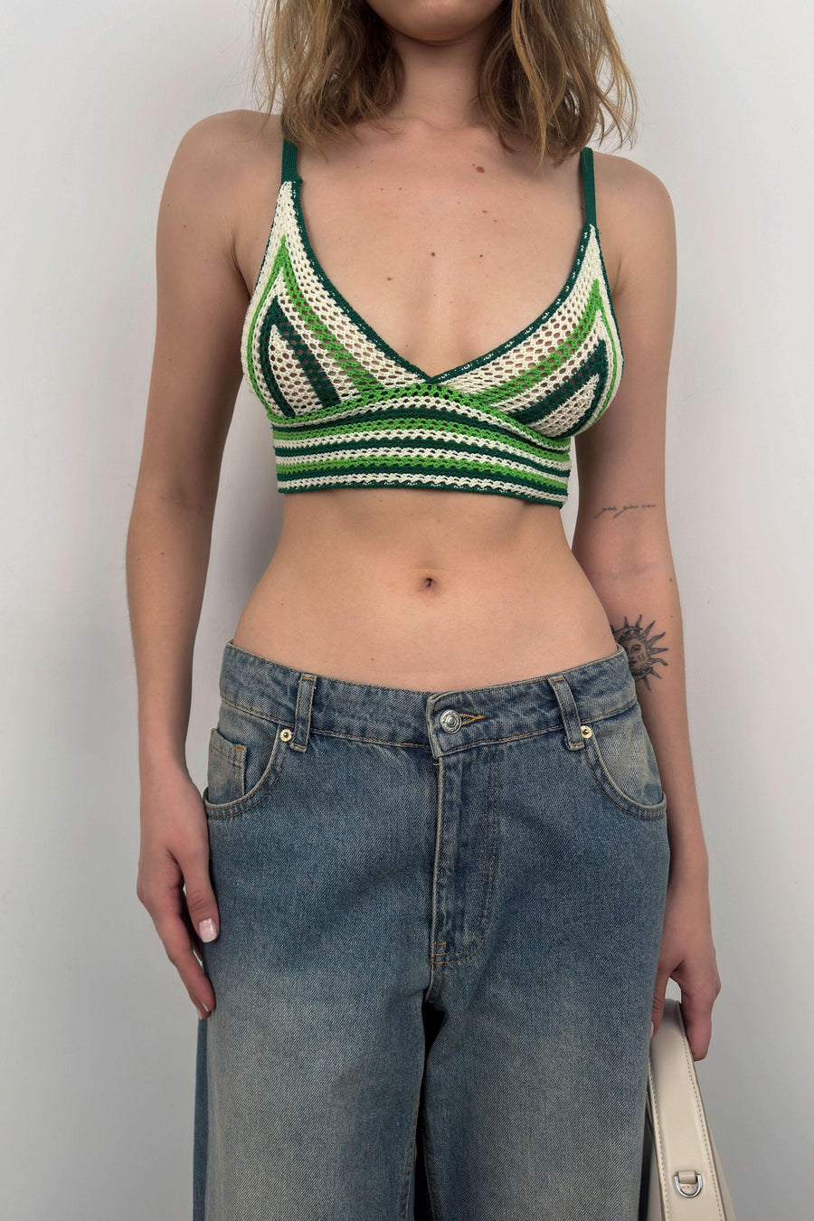 Patterned Knit Green Crop 