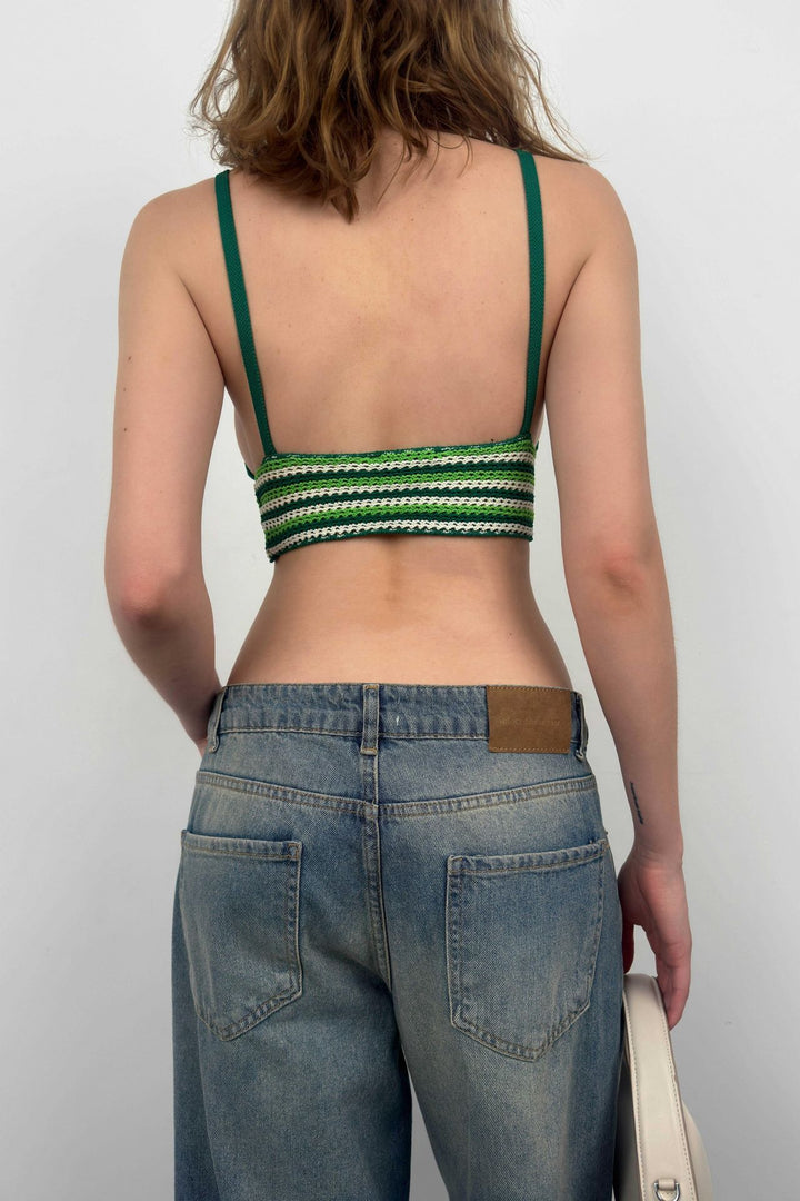 Patterned Knit Green Crop 