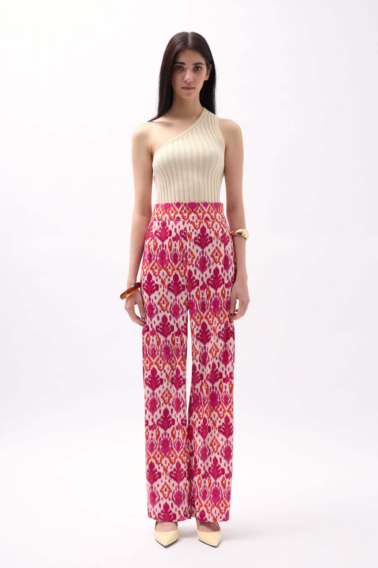 Patterned Satin Pink Trousers 