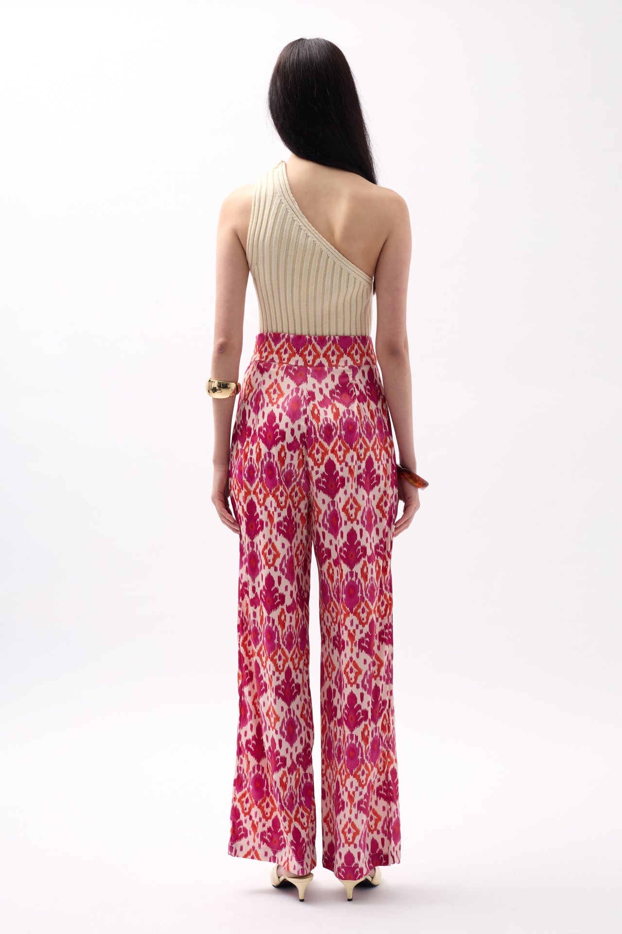 Patterned Satin Pink Trousers 