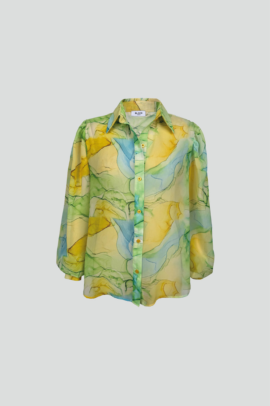 Patterned Green Chiffon Shirt 