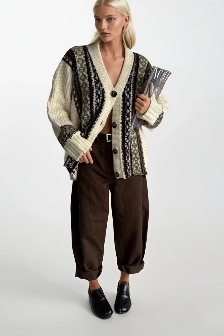 Etnik Desenli Triko Hırka